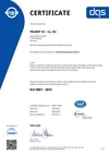 Certyfikat wg normy europejskiej DIN EN ISO 9001