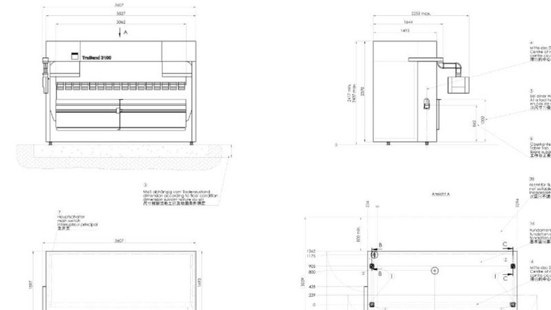 Layout plan for the TruBend 2100