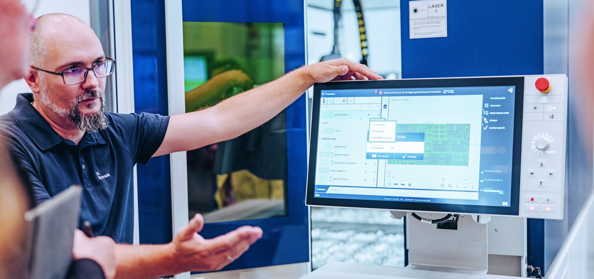 Machine control panel with safety indicators