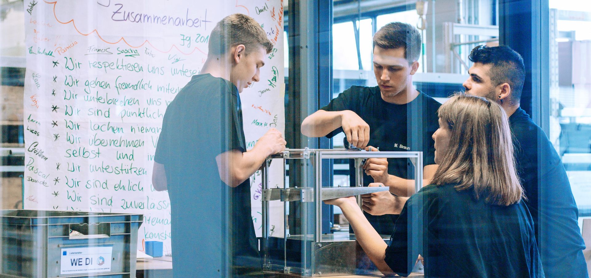 TRUMPF apprentice working in the apprenticeship workshop