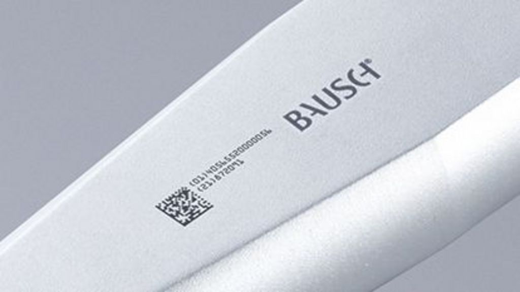 Medicínsky nástroj s kódom UDI, čierny popis vytvorený lasermi TRUMPF