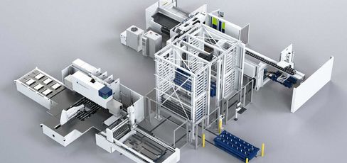TruBend Center 7030,系统整体带运料车和料库
