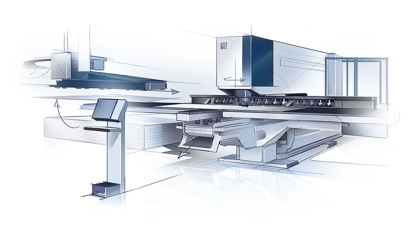 Sketched diagram of a TruPunch punching machine