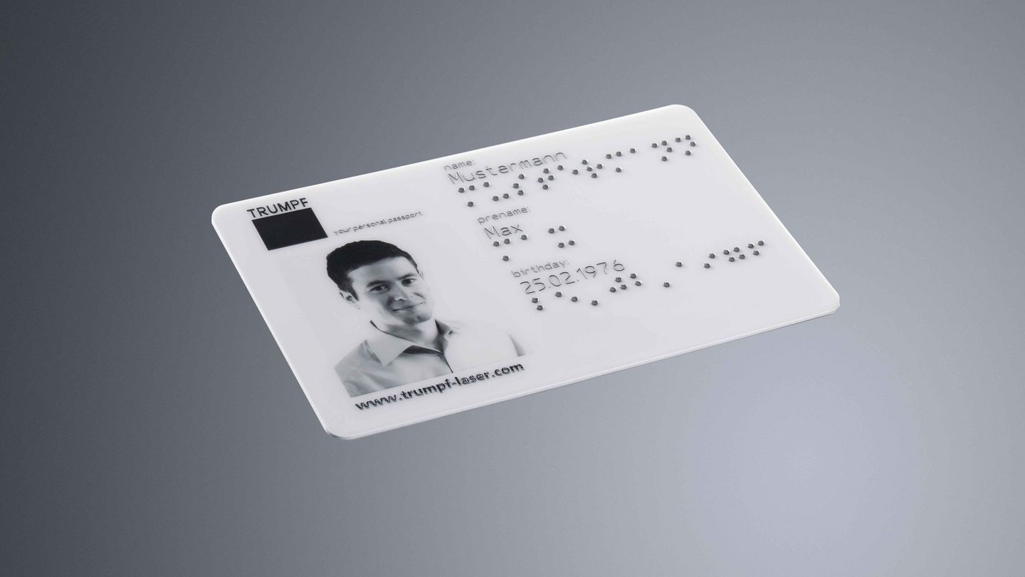 TRUMPF laser marking on plastic ID card