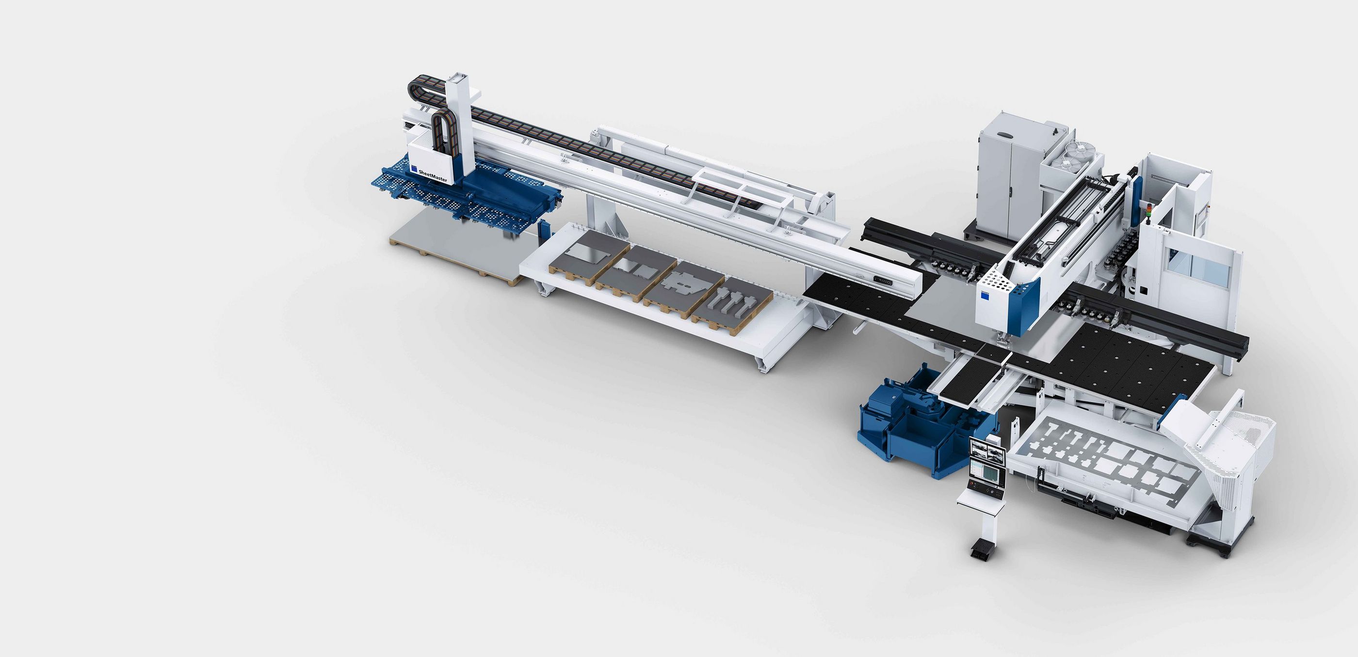 SheetMaster, SortMaster Box, GripMaster 및 ToolMaster Linear 를 추가할 수 있는 TruPunch 5000