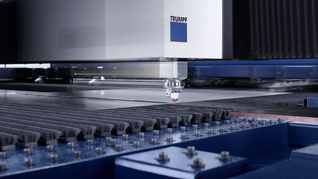 TruLaser Center 7030, cutting head in action
