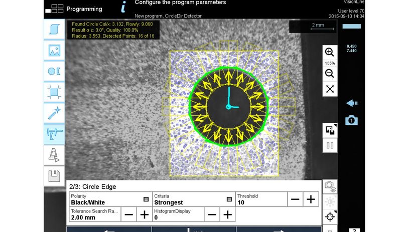 Détection des caractéristiques via VisionLine Detect