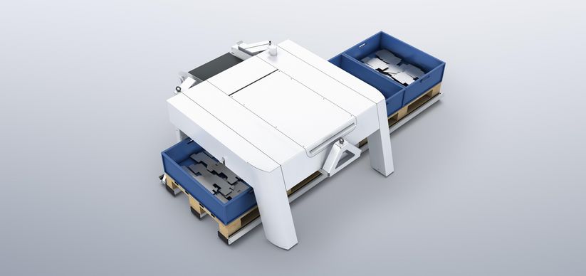 The SortMaster Box Linear ensures low-scratch sorting of finished parts into containers which can be moved linearly